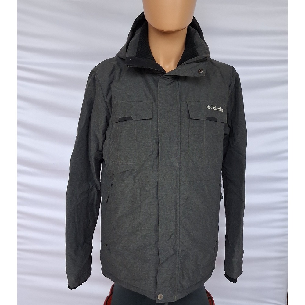 Columbia Mens Grey Hooded Insulated Winter Jacket Parka WF19-01
